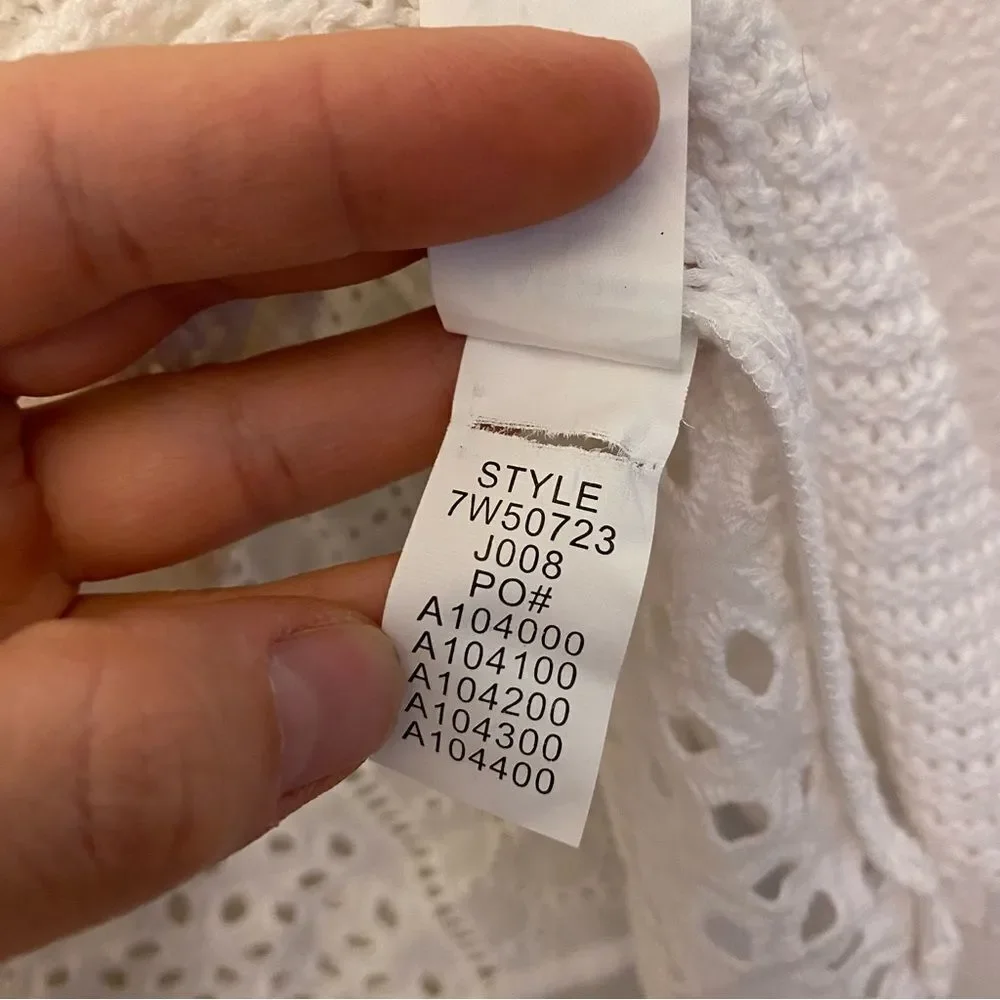 Lucky Brand boho white top blouse Crochet Eyelet embroidered open knit lace S